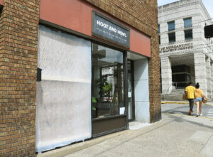 Hoot and Howl Window Smashed in Crash